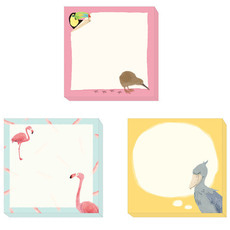 Beaux Oiseaux 스퀘어 포스트잇 메모지 토코투칸&amp;키위새/플라밍고/넓적부리황새